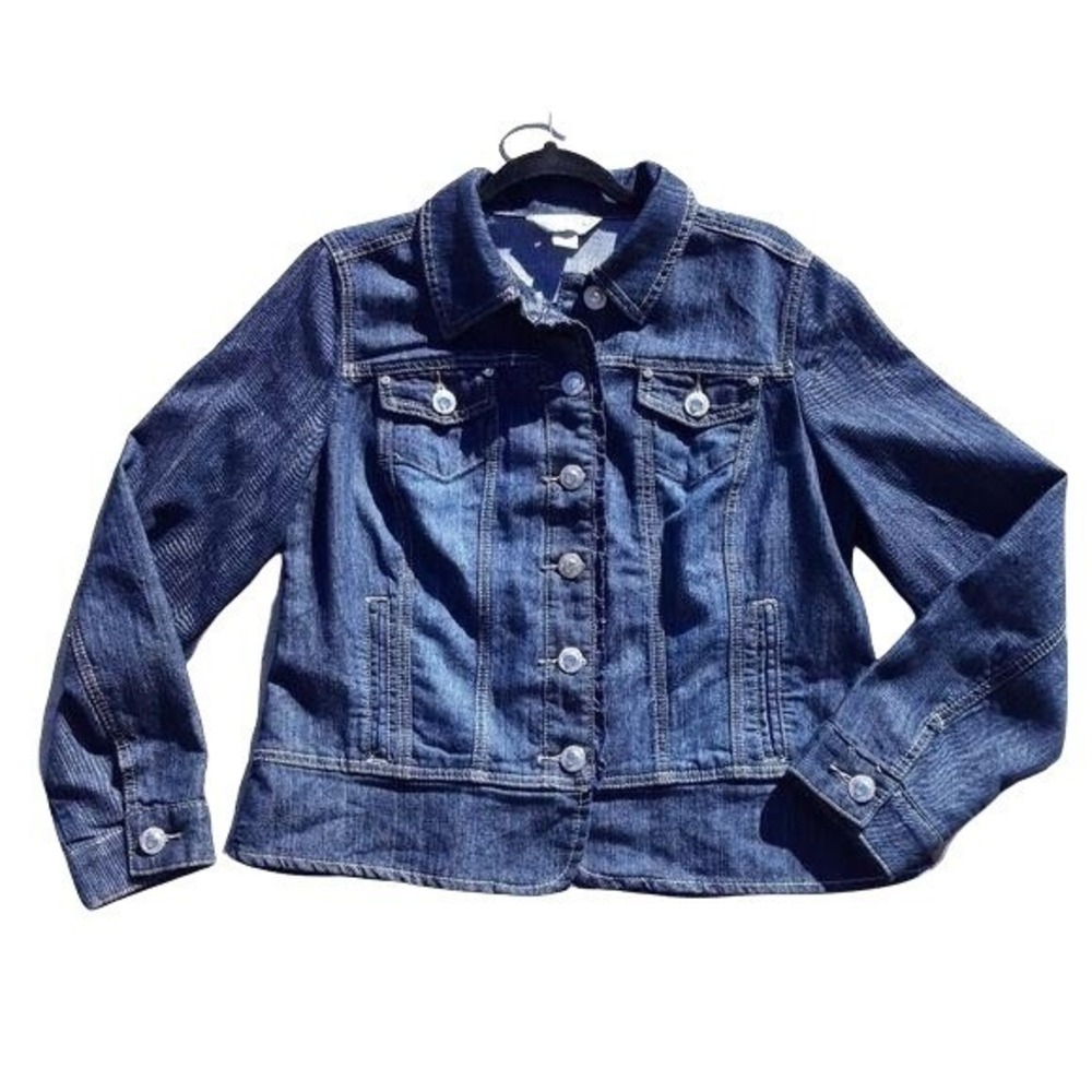 Vtg 90s Western Denim Rhinestone Trucker Jean Jacket Sz M‎ Dark Wash Glam Rodeo